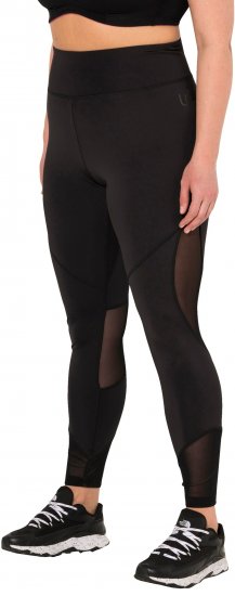 Ulla Popken Mesh Panel Leggings Black - Jeans & Bukser i Store Størrelser – Plus Size - 