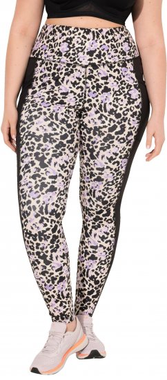 Ulla Popken Leopard Print Quick Drying Leggings Black - Jeans & Bukser i Store Størrelser – Plus Size - 