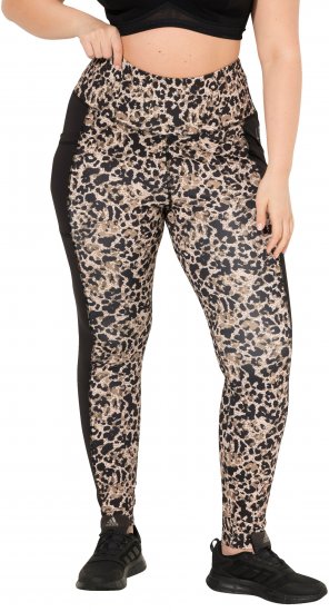 Ulla Popken Leopard Print Quick Drying Leggings Orange - Jeans & Bukser i Store Størrelser – Plus Size - Jeans & bukser, EU 42-70