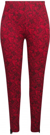 Ulla Popken Lace Print Leggings Red - Jeans & Bukser i Store Størrelser – Plus Size - 