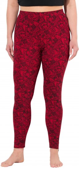 Ulla Popken Lace Print Leggings Red - Jeans & Bukser i Store Størrelser – Plus Size - 