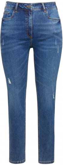 Ulla Popken Lightly Distressed Slim Leg Jeans Blue - Jeans & Bukser i Store Størrelser – Plus Size - 