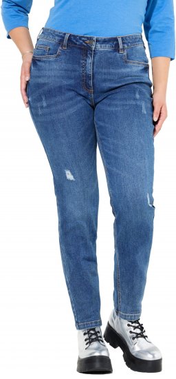 Ulla Popken Lightly Distressed Slim Leg Jeans Blue - Jeans & Bukser i Store Størrelser – Plus Size - 