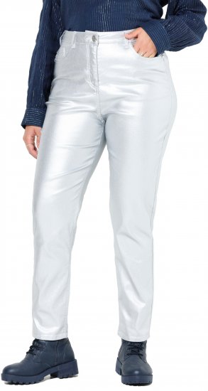 Ulla Popken Metallic Stretch Fit Mom Jeans Silver - Jeans & Bukser i Store Størrelser – Plus Size - 