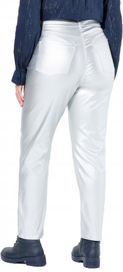 Ulla Popken Metallic Stretch Fit Mom Jeans Silver - Jeans & Bukser i Store Størrelser – Plus Size - 