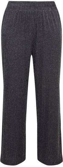 Ulla Popken Sparkling Pinstripe Elastic Waist Pants Black - Jeans & Bukser i Store Størrelser – Plus Size - 