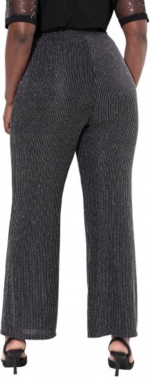 Ulla Popken Sparkling Pinstripe Elastic Waist Pants Black - Jeans & Bukser i Store Størrelser – Plus Size - 