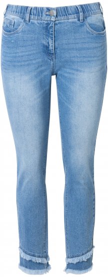 Ulla Popken Double Fringe Hem Stretch Fit Jeans Light Blue Denim - Jeans & Bukser i Store Størrelser – Plus Size - 