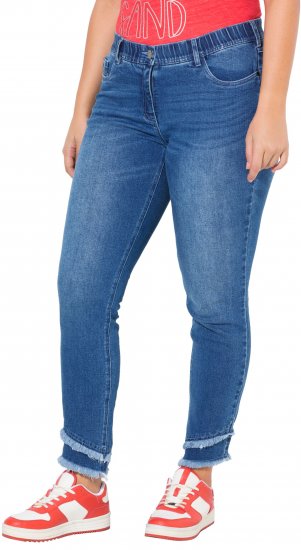 Ulla Popken Double Fringe Hem Stretch Fit Jeans Denim Blue - Jeans & Bukser i Store Størrelser – Plus Size - 