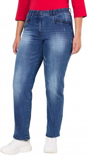 Ulla Popken Tapered Leg Lightly Distressed Jeans Denim Blue - Jeans & Bukser i Store Størrelser – Plus Size - 