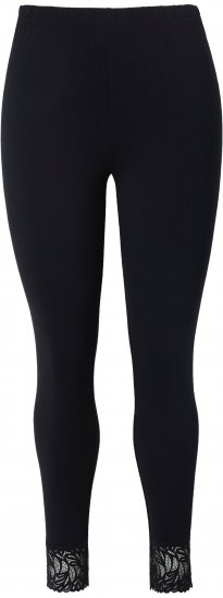 Ulla Popken Lace Trim Leggings Black - Jeans & Bukser i Store Størrelser – Plus Size - 