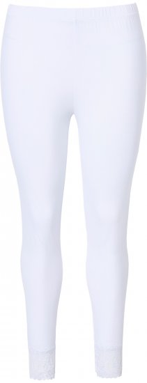 Ulla Popken Lace Trim Leggings White - Jeans & Bukser i Store Størrelser – Plus Size - Jeans & bukser, EU 42-70