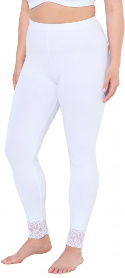 Ulla Popken Lace Trim Leggings White - Jeans & Bukser i Store Størrelser – Plus Size - Jeans & bukser, EU 42-70