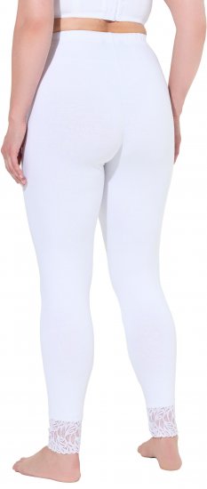 Ulla Popken Lace Trim Leggings White - Jeans & Bukser i Store Størrelser – Plus Size - Jeans & bukser, EU 42-70