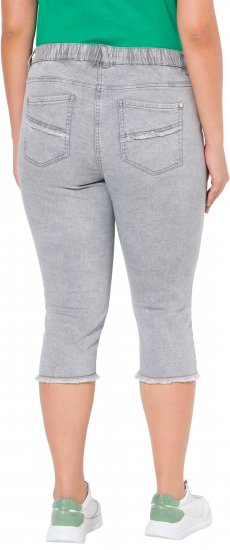 Ulla Popken Denim Fringed Hem Capris Grey - Jeans & Bukser i Store Størrelser – Plus Size - 
