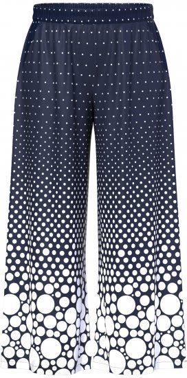 Ulla Popken Dot Gradient Wide Leg Elastic Waist Palazzo Pants Grey - Jeans & Bukser i Store Størrelser – Plus Size - 