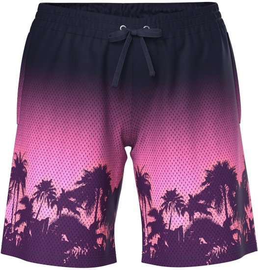 Ulla Popken Active Wide Leg Elastic Waist Palm Tree Pattern Mesh Shorts Black - Jeans & Bukser i Store Størrelser – Plus Size - Jeans & bukser, EU 42-70