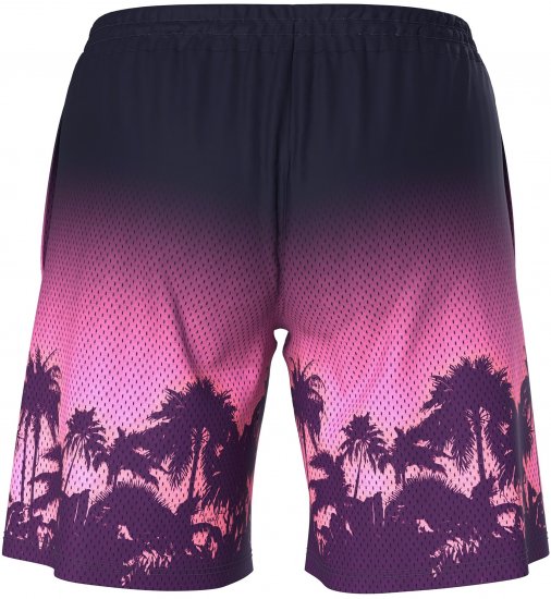 Ulla Popken Active Wide Leg Elastic Waist Palm Tree Pattern Mesh Shorts Black - Jeans & Bukser i Store Størrelser – Plus Size - Jeans & bukser, EU 42-70