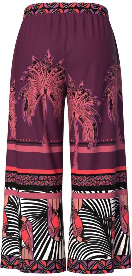 Ulla Popken Mixed Palm Print Elastic Waist Palazzo Pants Red - Jeans & Bukser i Store Størrelser – Plus Size - 
