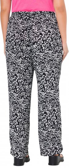 Ulla Popken Leopard Print Elastic Waist Pants Black - Jeans & Bukser i Store Størrelser – Plus Size - 