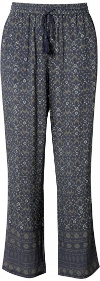 Ulla Popken Geometric Print Elastic Waist Pants Navy - Jeans & Bukser i Store Størrelser – Plus Size - Jeans & bukser, EU 42-70