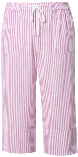 Ulla Popken Coastal Stripe Linen Blend Elastic Waist Culottes Purple - Jeans & Bukser i Store Størrelser – Plus Size - Jeans & bukser, EU 42-70