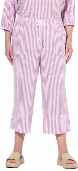 Ulla Popken Coastal Stripe Linen Blend Elastic Waist Culottes Purple - Jeans & Bukser i Store Størrelser – Plus Size - Jeans & bukser, EU 42-70