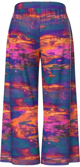 Ulla Popken Abstract Sunset Elastic Waist Palazzo Pants Orange - Jeans & Bukser i Store Størrelser – Plus Size - 
