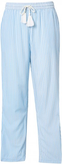 Ulla Popken Seersucker Elastic Waist Pants Blue - Jeans & Bukser i Store Størrelser – Plus Size - 