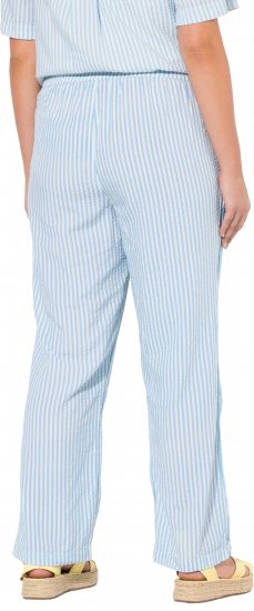 Ulla Popken Seersucker Elastic Waist Pants Blue - Jeans & Bukser i Store Størrelser – Plus Size - 