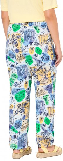 Ulla Popken Italy Print Elastic Waist Pants White - Jeans & Bukser i Store Størrelser – Plus Size - 