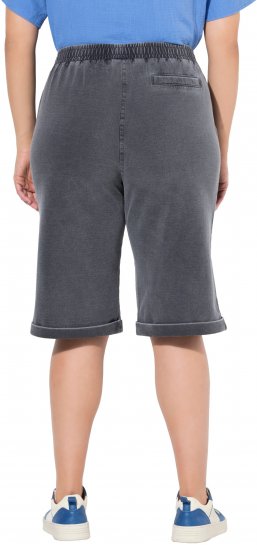 Ulla Popken Indigo Dyed Elastic Waist Jersey Shorts Black - Jeans & Bukser i Store Størrelser – Plus Size - 