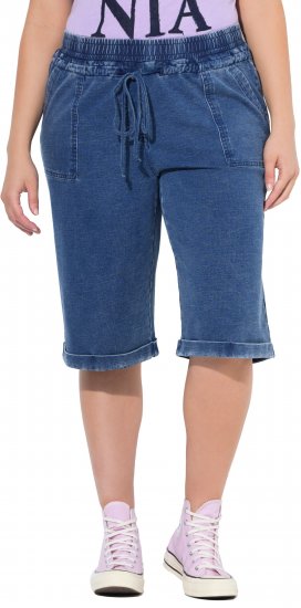 Ulla Popken Indigo Dyed Elastic Waist Jersey Shorts Blue - Jeans & Bukser i Store Størrelser – Plus Size - Jeans & bukser, EU 42-70