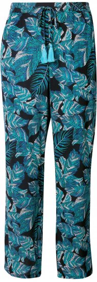 Ulla Popken Tropical Leaf Print Elastic Waist Pants Blue - Jeans & Bukser i Store Størrelser – Plus Size - 
