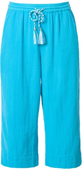 Ulla Popken Muslin Elastic Waist Culottes Blue - Jeans & Bukser i Store Størrelser – Plus Size - 