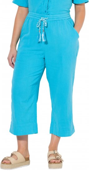 Ulla Popken Muslin Elastic Waist Culottes Blue - Jeans & Bukser i Store Størrelser – Plus Size - 