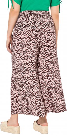 Ulla Popken Rose Wide Leg Elastic Waist Leopard Pattern Culottes White - Jeans & Bukser i Store Størrelser – Plus Size - Jeans & bukser, EU 42-70