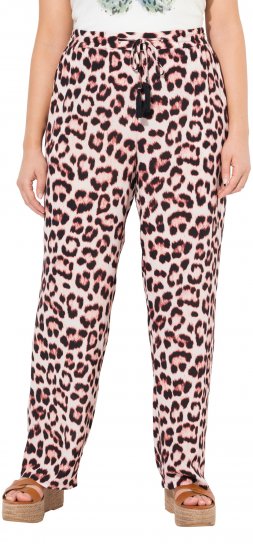 Ulla Popken Leopard Print Elastic Waist Pants White - Jeans & Bukser i Store Størrelser – Plus Size - Jeans & bukser, EU 42-70