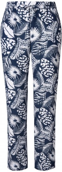 Ulla Popken Feather Print Elastic Waist Pants Blue - Jeans & Bukser i Store Størrelser – Plus Size - 