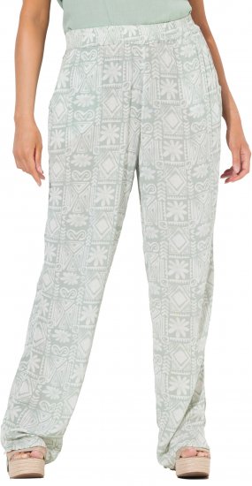 Ulla Popken Mosaic Print Elastic Waist Pants White - Jeans & Bukser i Store Størrelser – Plus Size - 