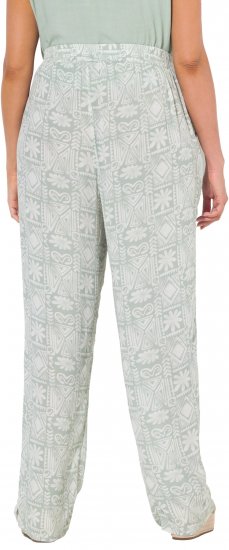 Ulla Popken Mosaic Print Elastic Waist Pants White - Jeans & Bukser i Store Størrelser – Plus Size - 