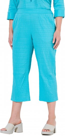 Ulla Popken Textured Elastic Waist Cropped Pants Deep Aqua - Jeans & Bukser i Store Størrelser – Plus Size - 