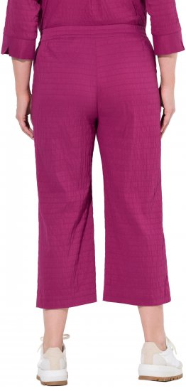 Ulla Popken Textured Elastic Waist Cropped Pants Magnolia Red - Jeans & Bukser i Store Størrelser – Plus Size - 