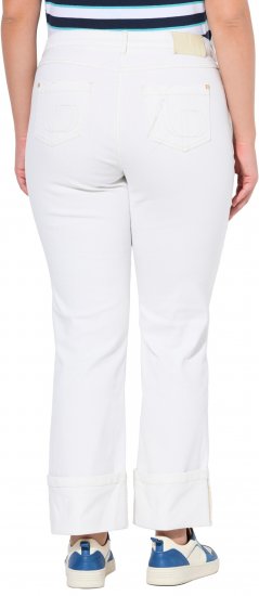 Ulla Popken Mary Wide Leg Turn Up Hem Comfy Waistband Jeans Snow White - Jeans & Bukser i Store Størrelser – Plus Size - 