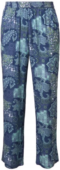 Ulla Popken Patchwork Paisley Elastic Waist Pants Blue - Jeans & Bukser i Store Størrelser – Plus Size - 