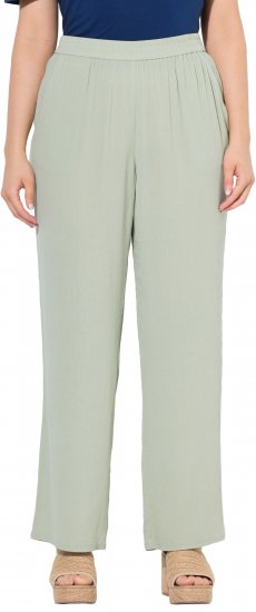 Ulla Popken Elastic Waist Crepe Pants Light Moss Green - Jeans & Bukser i Store Størrelser – Plus Size - Jeans & bukser, EU 42-70