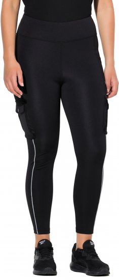 Ulla Popken Cargo Pocket Fleece Lined Sports Leggings Black - Jeans & Bukser i Store Størrelser – Plus Size - Jeans & bukser, EU 42-70