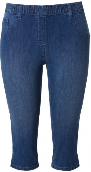 Ulla Popken Denim Elastic Waist Capres Blue Denim - Jeans & Bukser i Store Størrelser – Plus Size - 