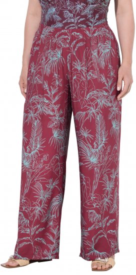 Ulla Popken Wide Leg Elastic Waist Jungle Print Palazzo Pants Brown - Jeans & Bukser i Store Størrelser – Plus Size - Jeans & bukser, EU 42-70