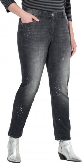 Ulla Popken Rivet Detail Stretch Fit Boyfriend Jeans Black - Jeans & Bukser i Store Størrelser – Plus Size - Jeans & bukser, EU 42-70